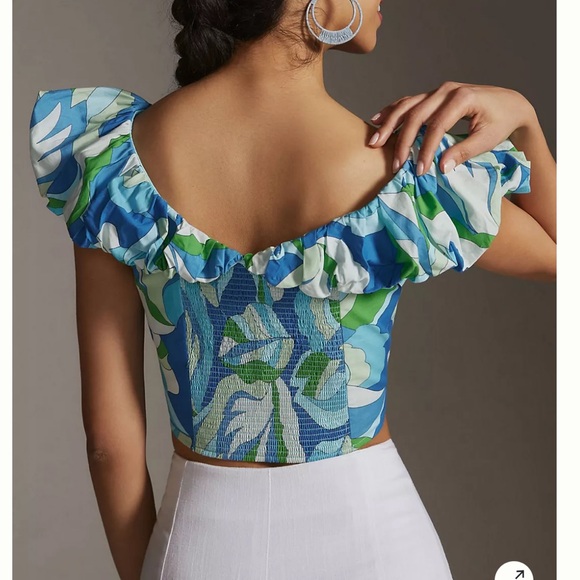 Anthropologie Maeve Ruffle-Sleeve Cropped Blouse - Picture 9 of 9